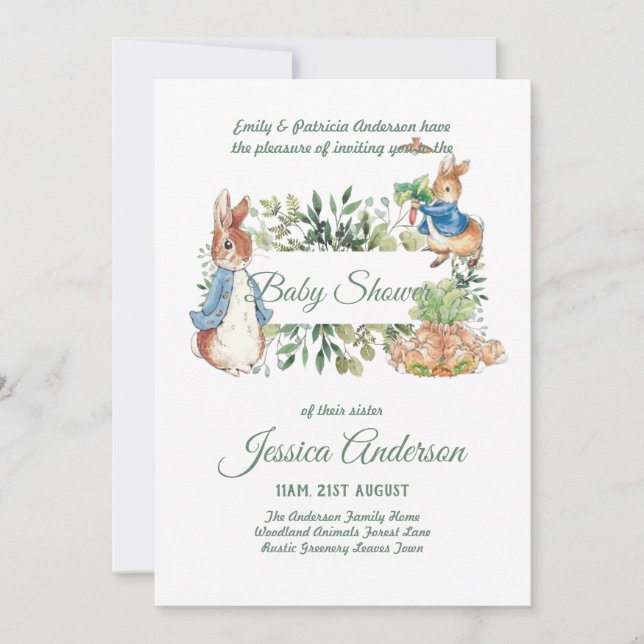 Peter Rabbit BÉBÉ DOUCHE Invitations garçon ou fil (Devant)