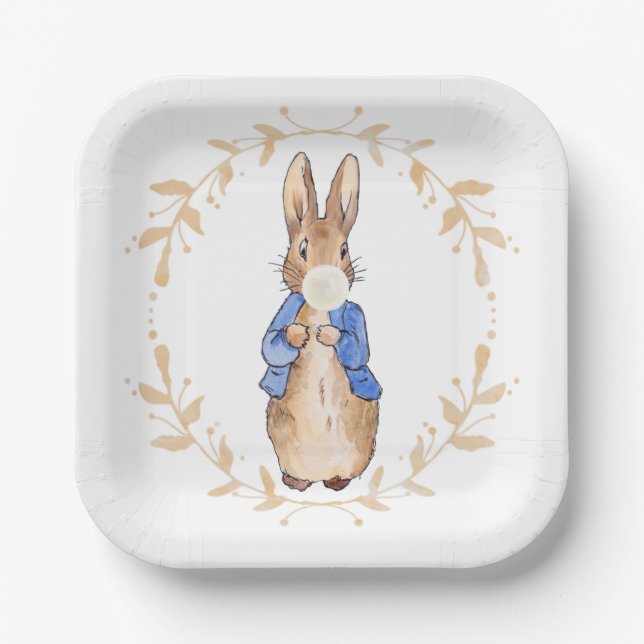 Peter Rabbit Blowing White Gum   Paper Plate (Front)