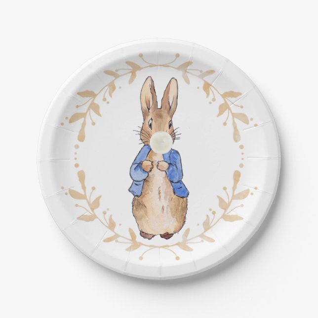 Peter Rabbit Blowing White Gum  Paper Plate (Front)
