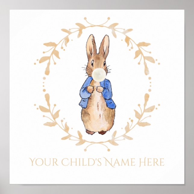 Peter Rabbit Blowing White Gum Personalisation    Poster (Front)