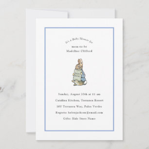 Peter Rabbit Blue and White Vintage Baby Shower Invitation