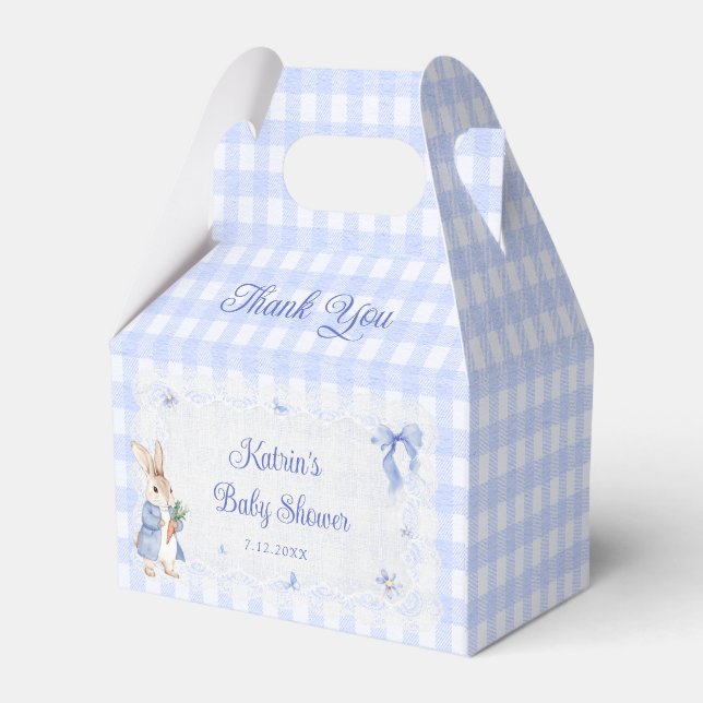 Peter Rabbit Blue Baby Shower Favor Box (Back Side)