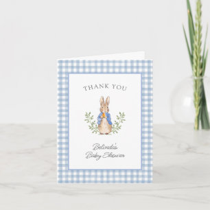 Peter Rabbit Blue Gingham Baby Shower Thank You Card