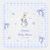 Peter Rabbit Blue Gingham Baby Shower Thank You