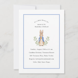 Peter Rabbit Blue Vintage Baby Shower Invitation