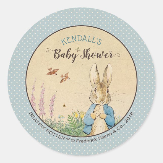 Peter Rabbit | Boy Baby Shower Classic Round Sticker (Front)