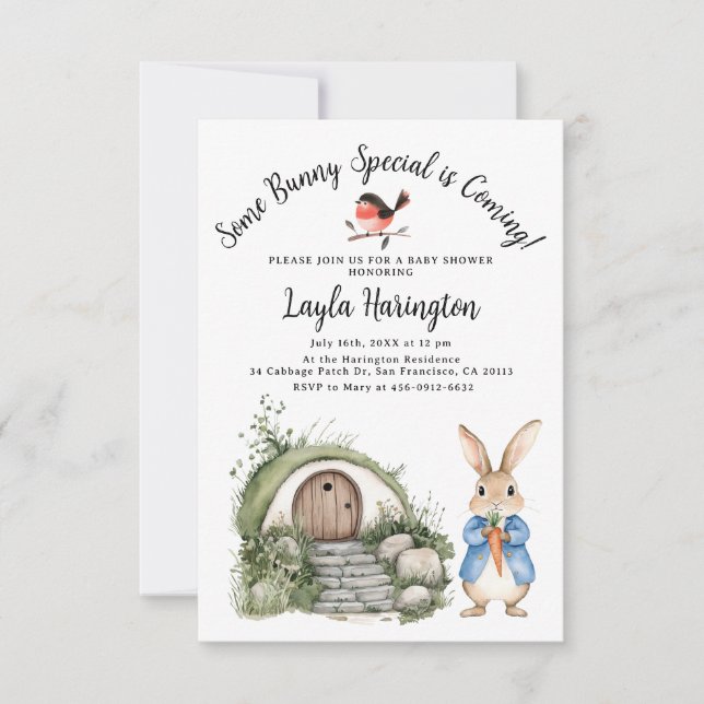 Peter Rabbit Boy Baby Shower Forest Burrow Garden  Invitation (Front)