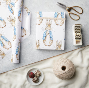 Peter Rabbit Bunny Blue Baby Shower Wrapping Paper