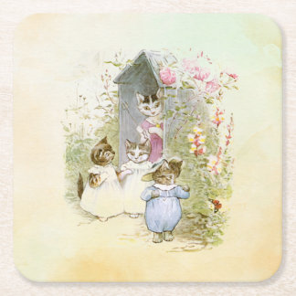 Peter Rabbit (cats) Square Paper Coaster