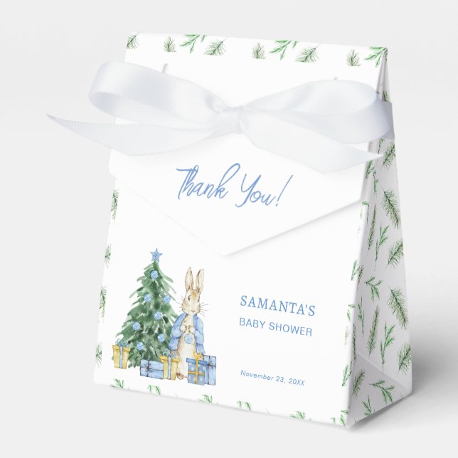 Peter Rabbit Christmas Baby Shower Thank You Favor Box (Front Side)