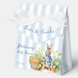 Peter rabbit dusty blue baby shower monogrammed favor box