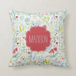 Peter Rabbit   Enchanted Watercolor Pattern Throw Pillow