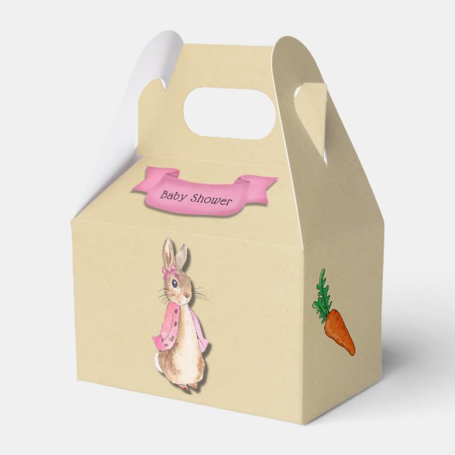 Peter Rabbit Flopsy Pink Girl Baby Shower Favor Box (Front Side)
