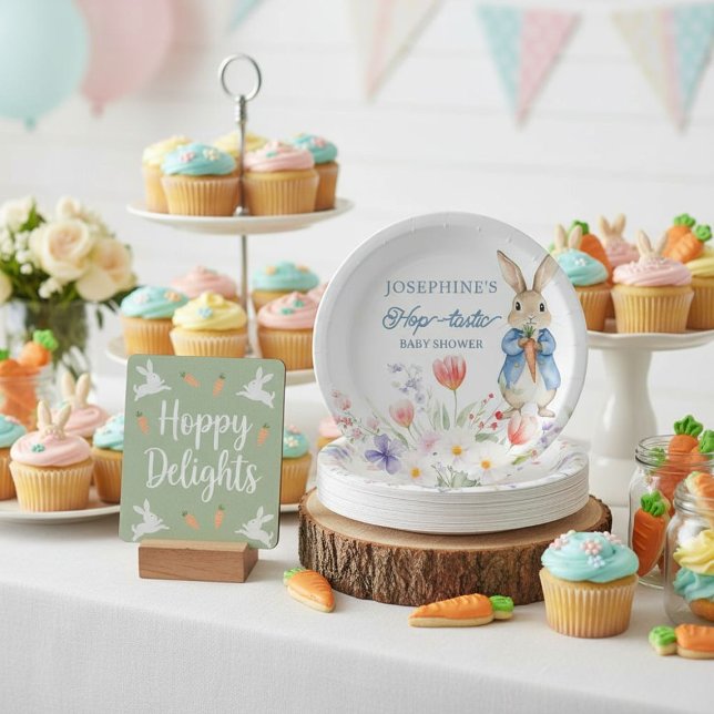 Peter Rabbit Floral Hop-tastic Baby Shower Paper Plate (Creator Uploaded)