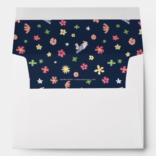 Peter Rabbit | Floral Navy Pattern Envelope (Back (Bottom))