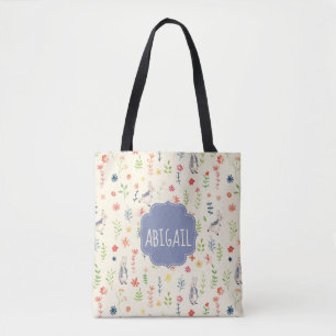 Peter Rabbit   Floral Watercolor Pattern Tote Bag
