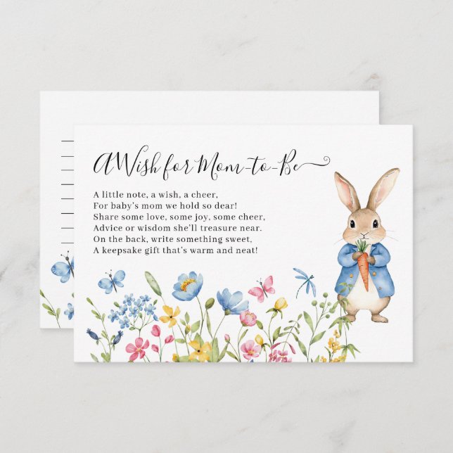 Peter Rabbit Floral Wish for Mom-To-Be Baby Shower Enclosure Card (Front/Back)