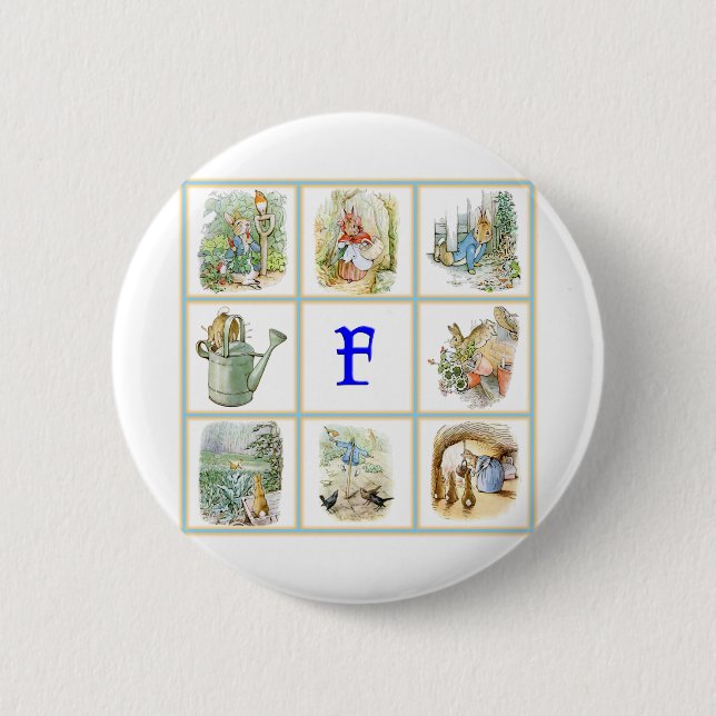 PETER RABBIT for children whose name begins with F 2 Inch Round Button (Front)