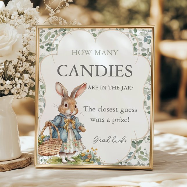 Peter Rabbit Girl Baby Shower How Many Candies Poster (Creator Uploaded)