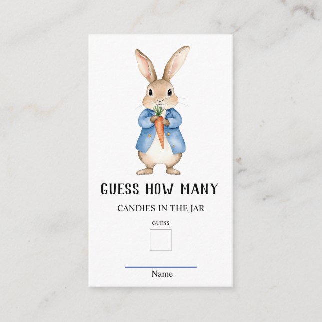 Peter Rabbit Guess How Many Baby Shower Game  Enclosure Card (Front)