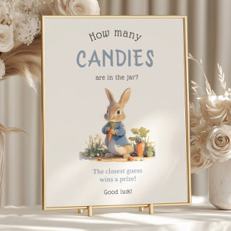 Peter Rabbit How Many Candies Baby Shower Game Poster