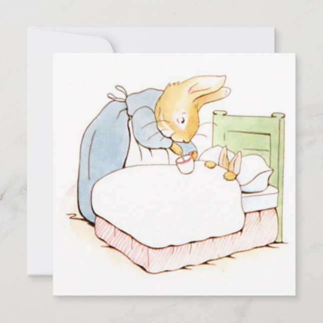Peter Rabbit in Bed (Being Fed by his Mother) Card (Front)