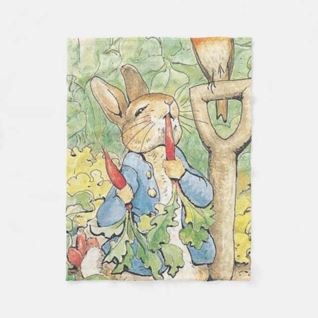 Peter Rabbit In The Garden - Beatrix Potter Fleece Blanket (Front)