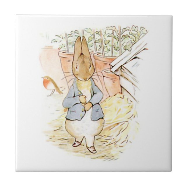 Peter Rabbit in the Garden (by Beatrix Potter) Tile (Front)