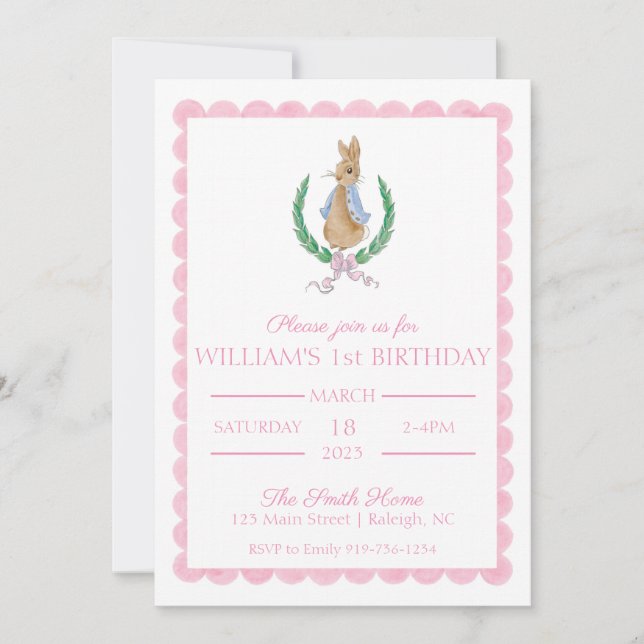 Peter Rabbit Invitation de fête d'anniversaire (Devant)