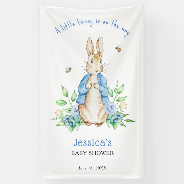 Peter Rabbit Little Bunny Baby Shower Banner (Vertical)