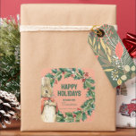 Peter Rabbit | Merry Christmas From Square Sticker<br><div class="desc">Check out this super cute Peter Rabbit Happy Birthday sticker. Place it on any child's Christmas gift and personalize with your name.</div>