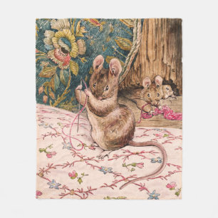 Peter Rabbit (mice threading needle)  Fleece Blanket