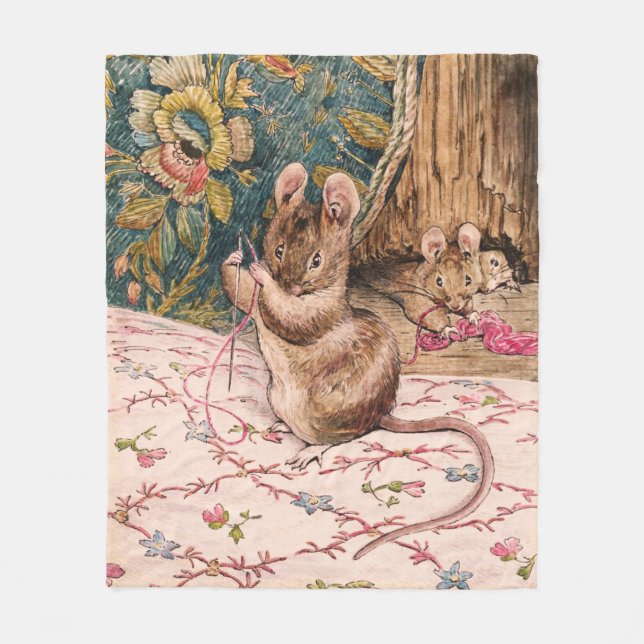 Peter Rabbit (mice threading needle)  Fleece Blanket (Front)