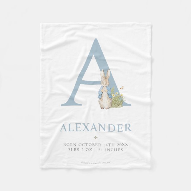 Peter Rabbit | Personalized Letter A Fleece Blanket (Front)