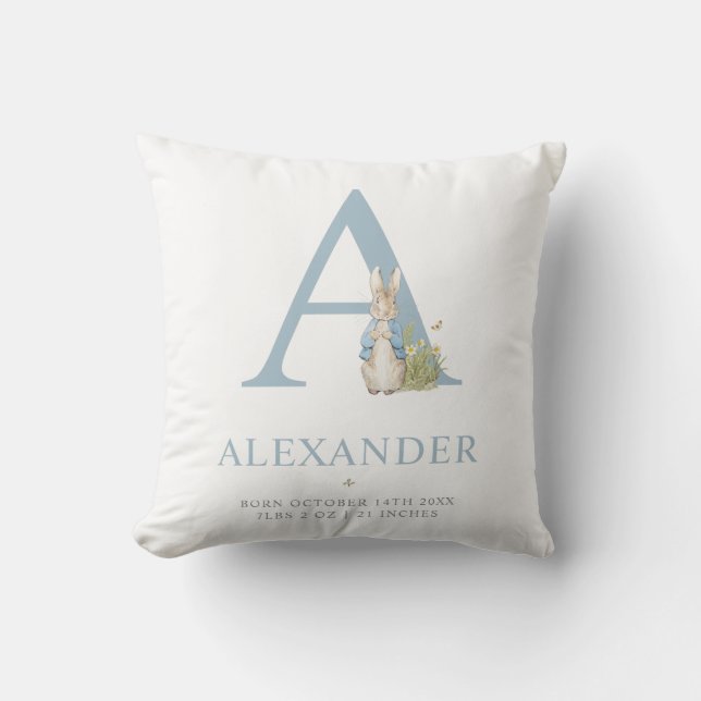 Peter Rabbit | Personalized Letter A Throw Pillow (Front)