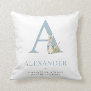 Peter Rabbit Personalized Letter A Throw Pillow