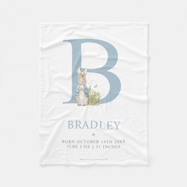 Peter Rabbit | Personalized Letter B Fleece Blanket (Front)