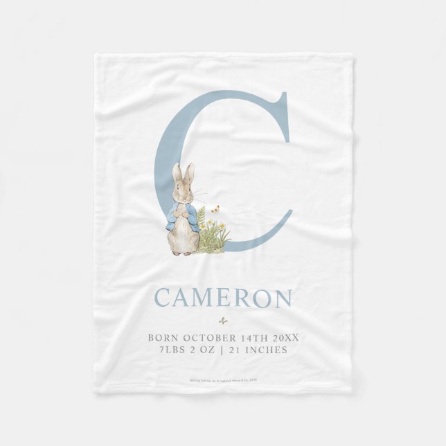 Peter Rabbit | Personalized Letter C Fleece Blanket (Front)