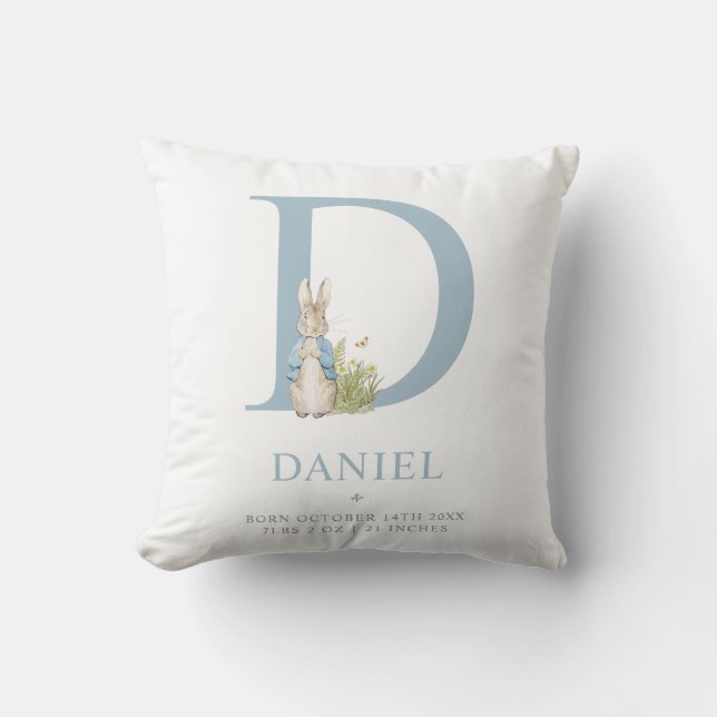 Peter Rabbit | Personalized Letter D Throw Pillow (Front)