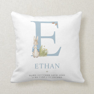 Peter Rabbit Personalized Letter E Throw Pillow