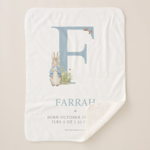 Peter Rabbit   Personalized Letter F Sherpa Blanket