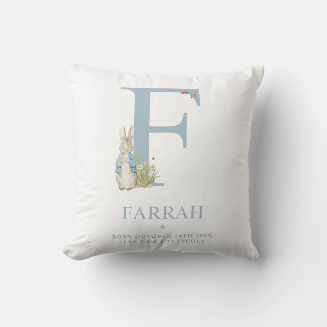 Peter Rabbit | Personalized Letter F Throw Pillow (Front)
