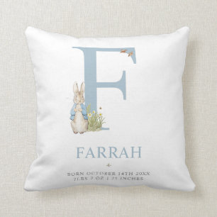 Peter Rabbit   Personalized Letter F Throw Pillow