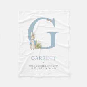Peter Rabbit Personalized Letter G Fleece Blanket