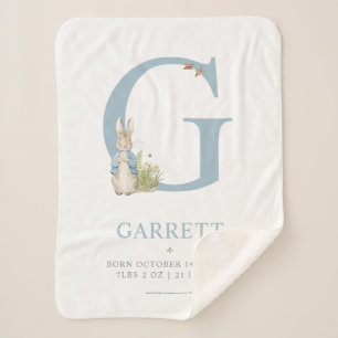 Peter Rabbit   Personalized Letter G Sherpa Blanket