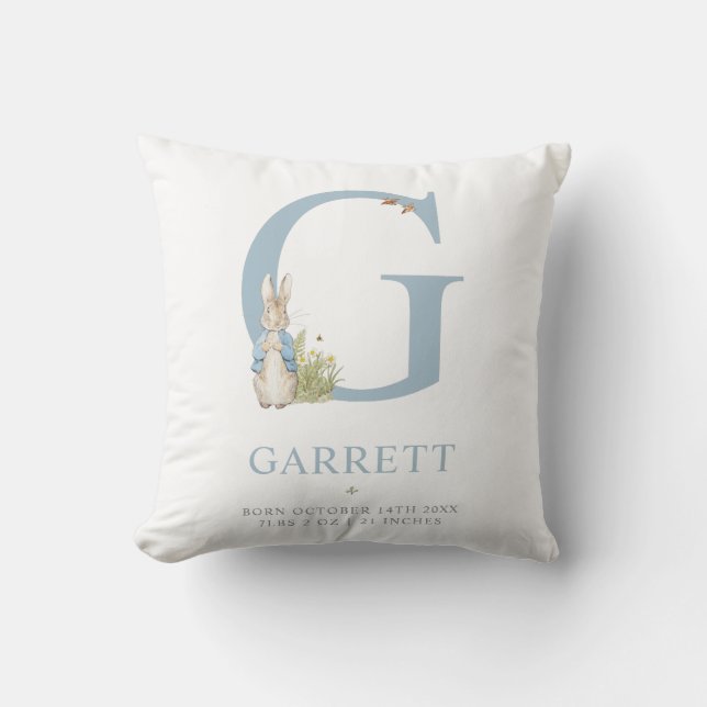 Peter Rabbit | Personalized Letter G Throw Pillow (Front)
