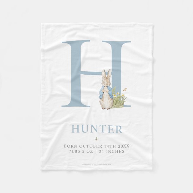 Peter Rabbit | Personalized Letter H Fleece Blanket (Front)