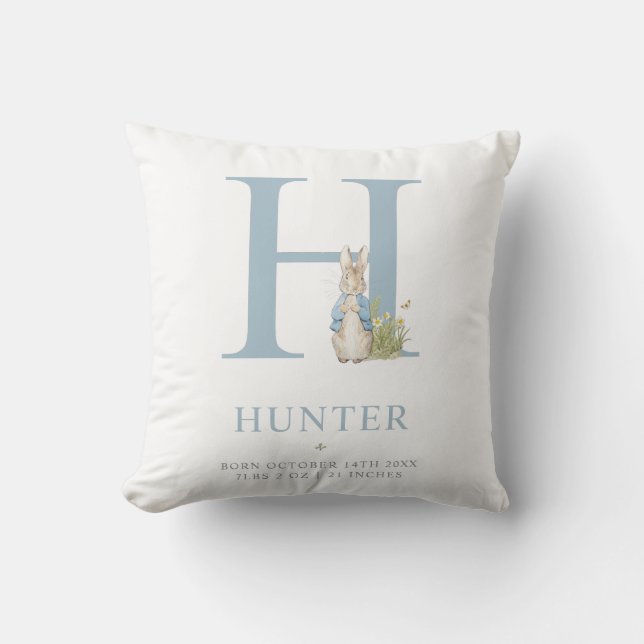 Peter Rabbit | Personalized Letter H Throw Pillow (Front)