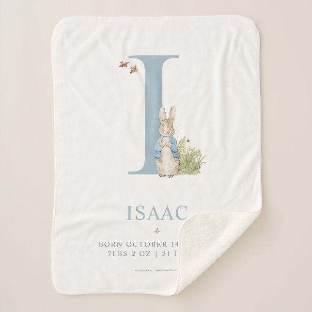 Peter Rabbit | Personalized Letter I Sherpa Blanket (Front)