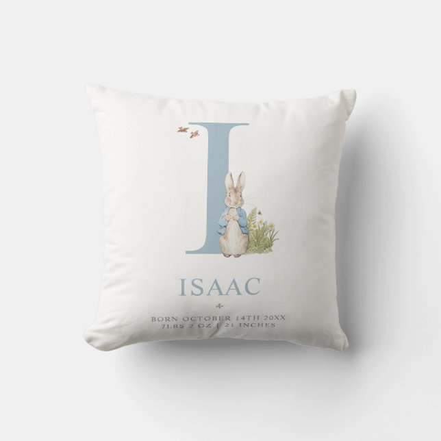 Peter Rabbit | Personalized Letter I Throw Pillow (Front)
